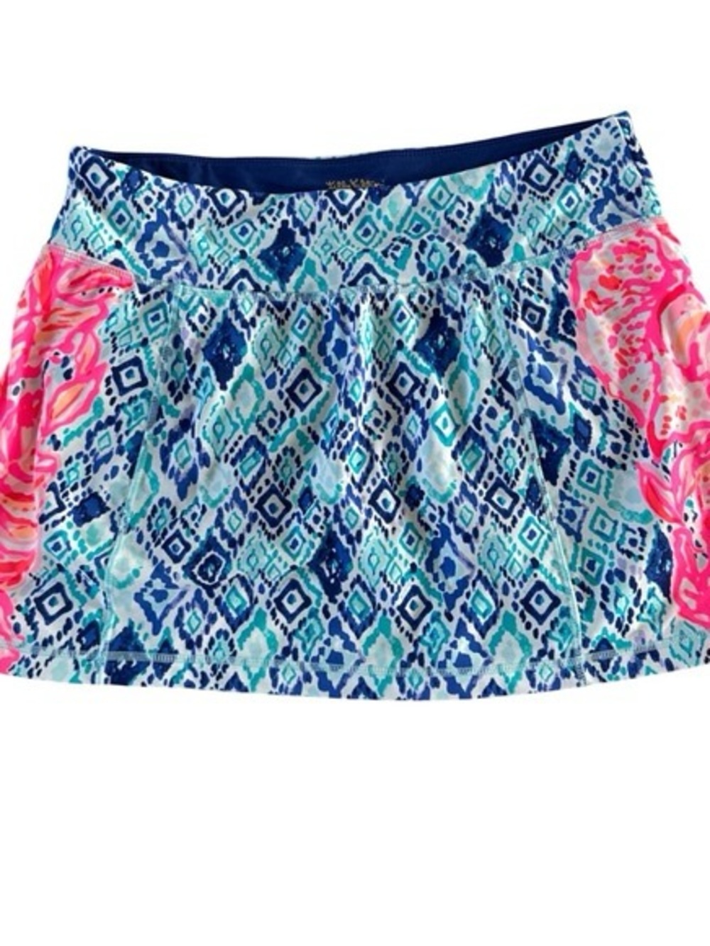 Lilly Pulitzer UPF 50+ Avie Skort Blue Patterned Skirt with Pink Accent Size S